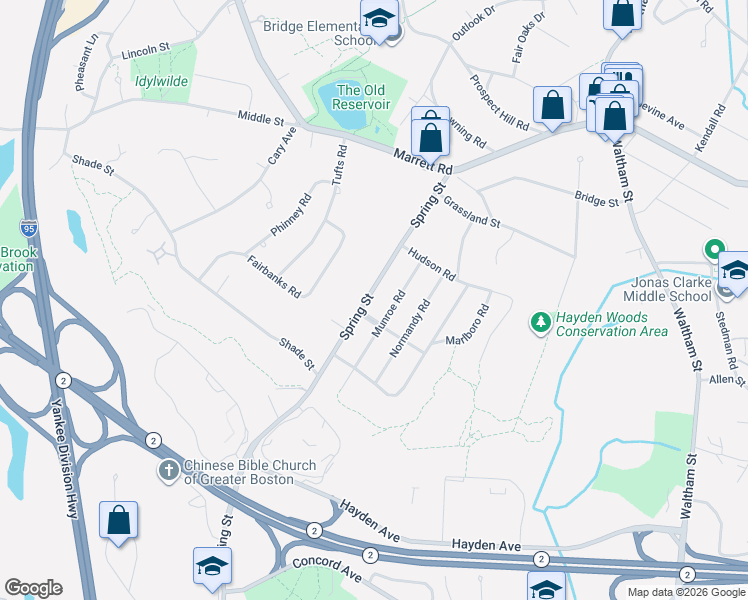 map of restaurants, bars, coffee shops, grocery stores, and more near 69 Spring Street in Lexington