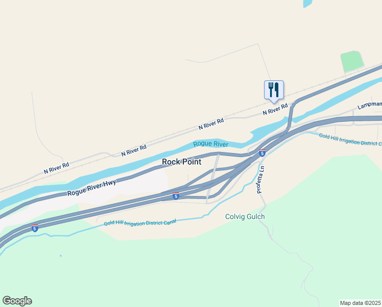 map of restaurants, bars, coffee shops, grocery stores, and more near 114 Rogue River Highway in Gold Hill