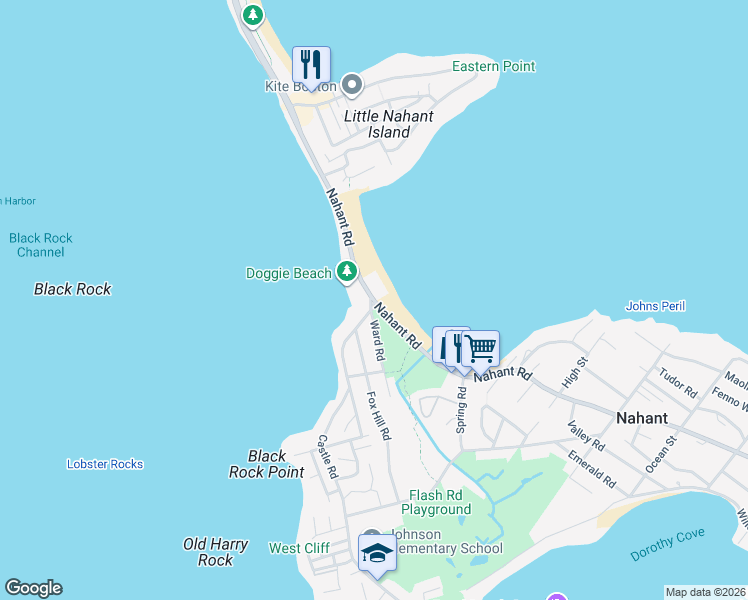 map of restaurants, bars, coffee shops, grocery stores, and more near in Nahant