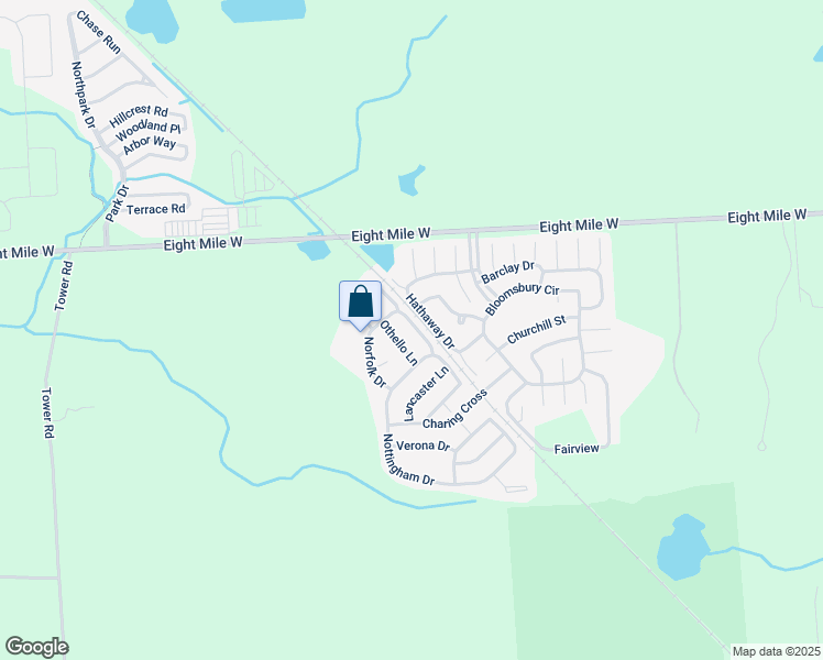 map of restaurants, bars, coffee shops, grocery stores, and more near 4744 Tempest Drive in Northville