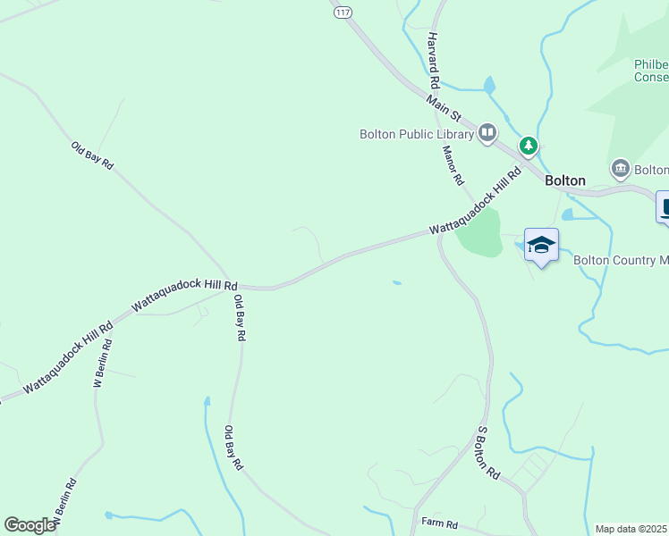 map of restaurants, bars, coffee shops, grocery stores, and more near 116 Wattaquadock Hill Road in Bolton