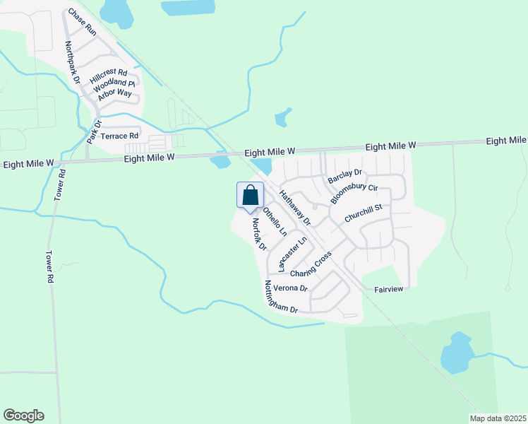map of restaurants, bars, coffee shops, grocery stores, and more near 4699 Romeo Lane in Northville