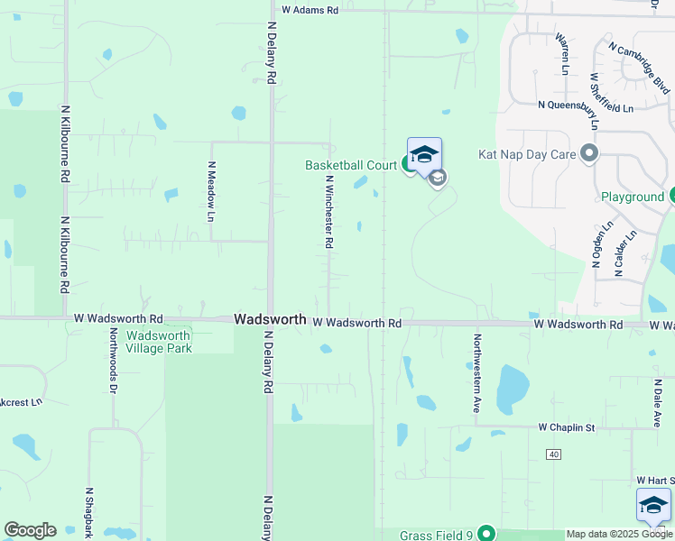 map of restaurants, bars, coffee shops, grocery stores, and more near 39125 North Winchester Road in Wadsworth