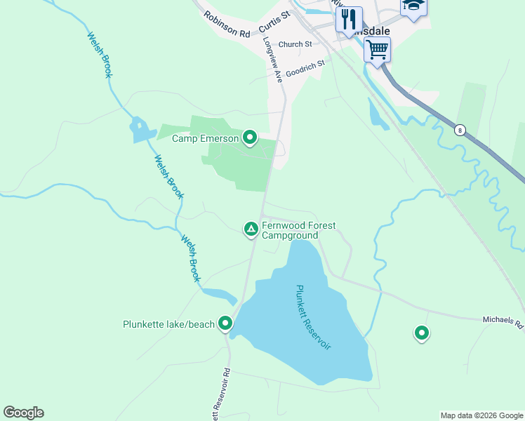map of restaurants, bars, coffee shops, grocery stores, and more near in Hinsdale