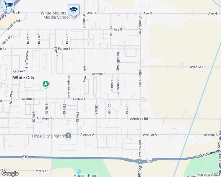 map of restaurants, bars, coffee shops, grocery stores, and more near 7843 Laura Ln in White City