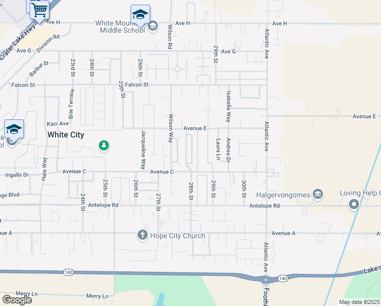 map of restaurants, bars, coffee shops, grocery stores, and more near 7861 Houston Loop in Medford