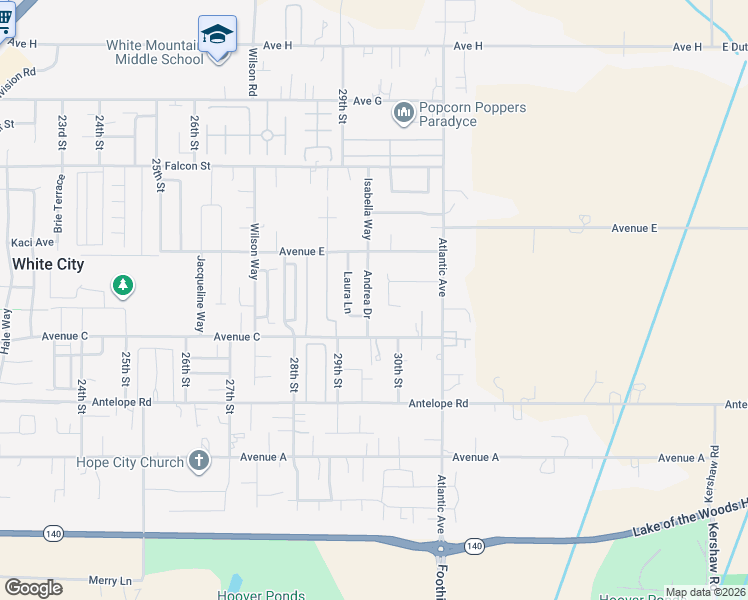 map of restaurants, bars, coffee shops, grocery stores, and more near 7848 Andrea Dr in White City