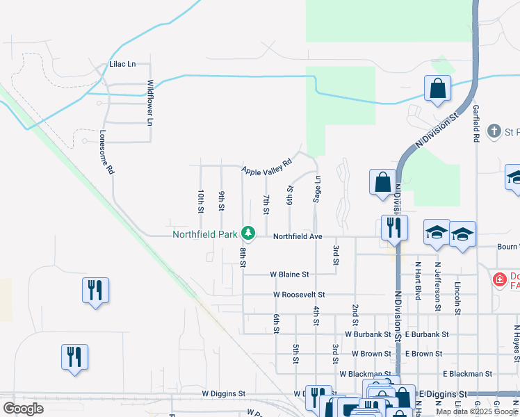 map of restaurants, bars, coffee shops, grocery stores, and more near 1324 7th Street in Harvard