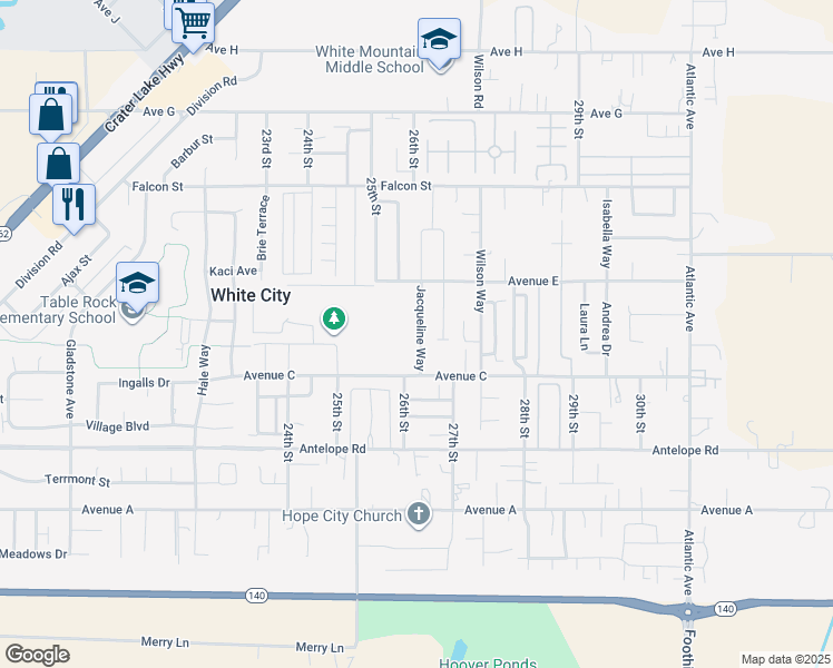 map of restaurants, bars, coffee shops, grocery stores, and more near 7829 Jacqueline Way in White City