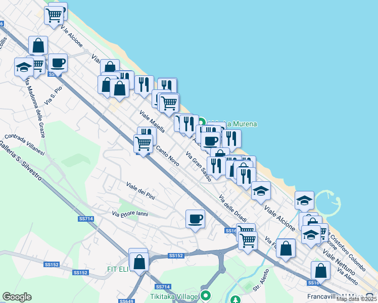 map of restaurants, bars, coffee shops, grocery stores, and more near 22 Via Gran Sasso in Francavilla al Mare