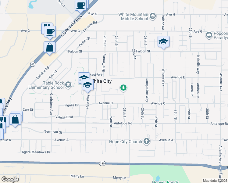 map of restaurants, bars, coffee shops, grocery stores, and more near 3143 Avenue C in White City