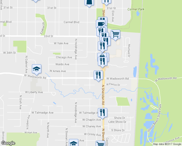 map of restaurants, bars, coffee shops, grocery stores, and more near 39161 Geraghty Avenue in Beach Park