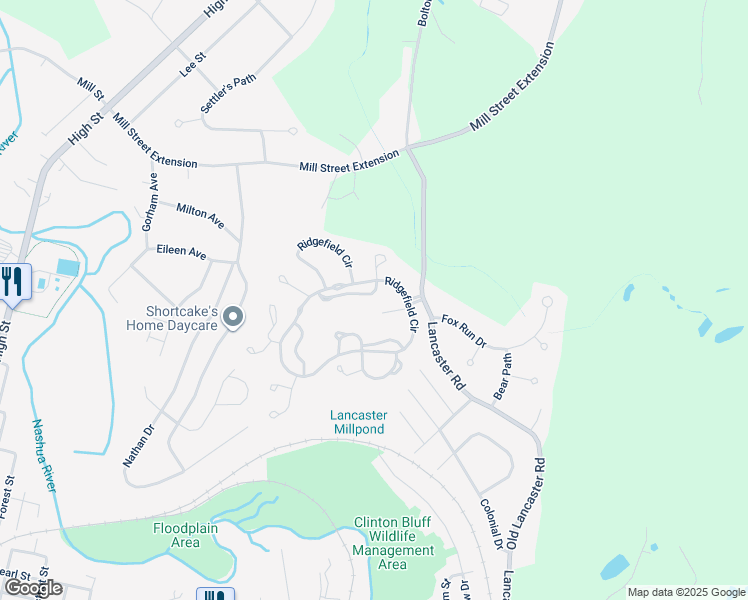 map of restaurants, bars, coffee shops, grocery stores, and more near 610 Ridgefield Circle in Clinton