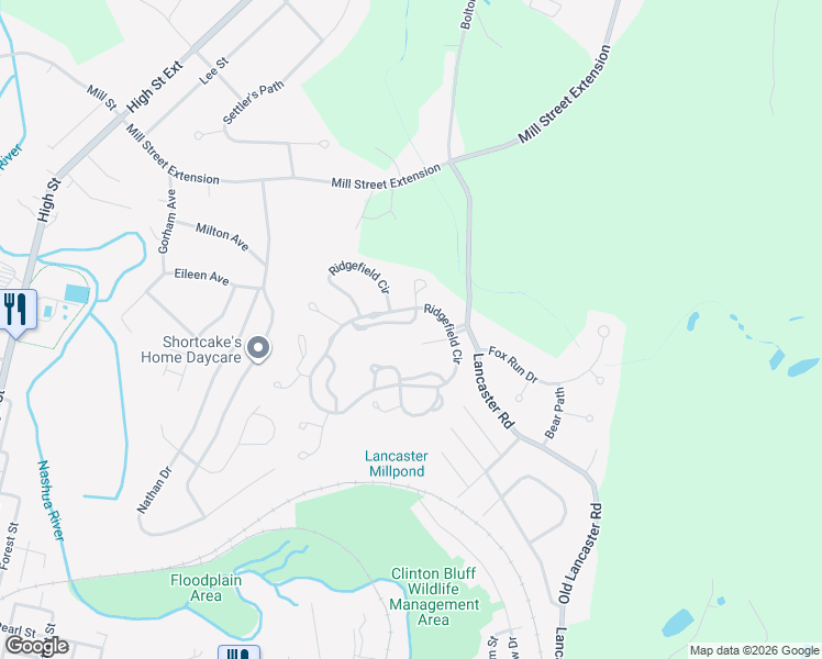 map of restaurants, bars, coffee shops, grocery stores, and more near 610 Ridgefield Circle in Clinton