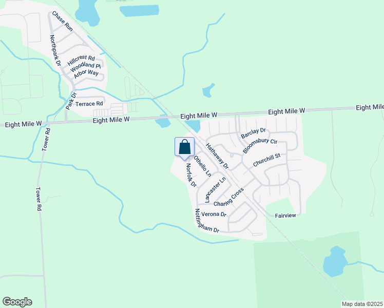 map of restaurants, bars, coffee shops, grocery stores, and more near 4699 Romeo Lane in Northville