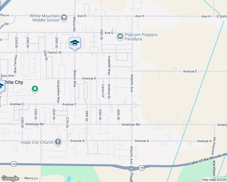 map of restaurants, bars, coffee shops, grocery stores, and more near 7848 Andrea Drive in White City