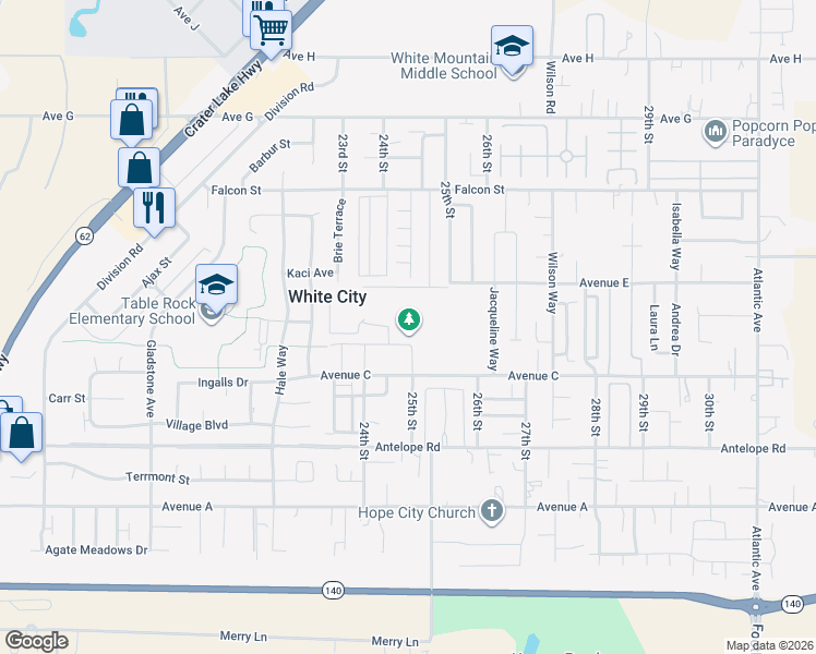 map of restaurants, bars, coffee shops, grocery stores, and more near 3143 Avenue C in White City