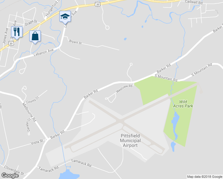 map of restaurants, bars, coffee shops, grocery stores, and more near 4 Westview Road in Pittsfield