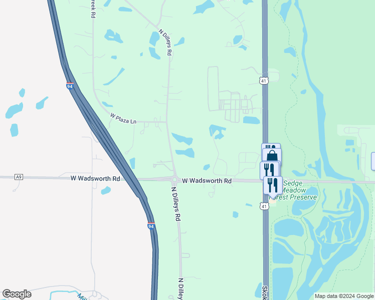 map of restaurants, bars, coffee shops, grocery stores, and more near 39155 North Dilleys Road in Wadsworth