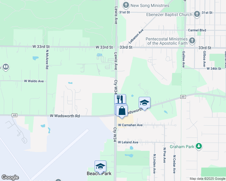 map of restaurants, bars, coffee shops, grocery stores, and more near 4226 North Lewis Avenue in Beach Park