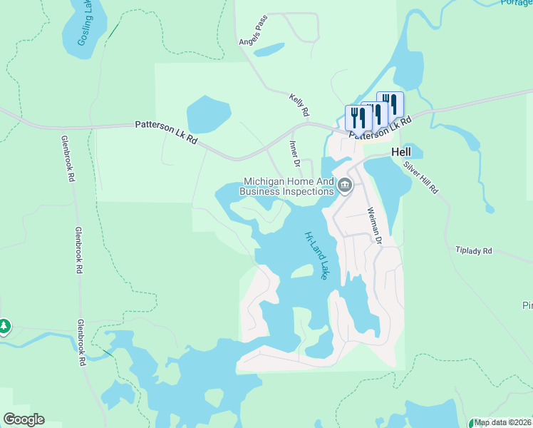 map of restaurants, bars, coffee shops, grocery stores, and more near 11505 Sunset Boulevard in Pinckney