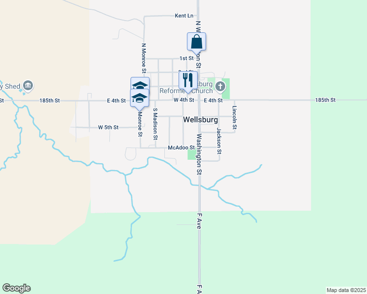 map of restaurants, bars, coffee shops, grocery stores, and more near 810 S Adams St in Wellsburg