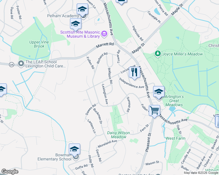 map of restaurants, bars, coffee shops, grocery stores, and more near 38 Locust Avenue in Lexington