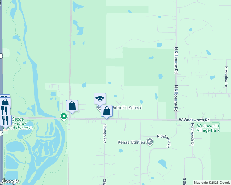 map of restaurants, bars, coffee shops, grocery stores, and more near 14958 West Wadsworth Road in Wadsworth