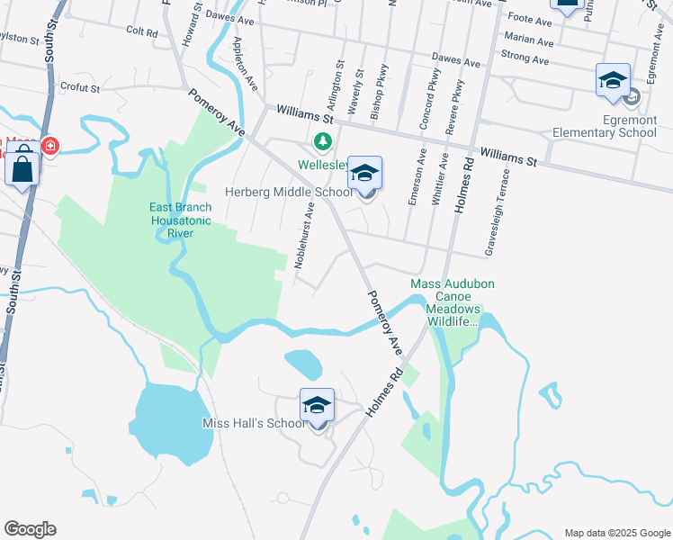 map of restaurants, bars, coffee shops, grocery stores, and more near 23 Revilla Terrace in Pittsfield