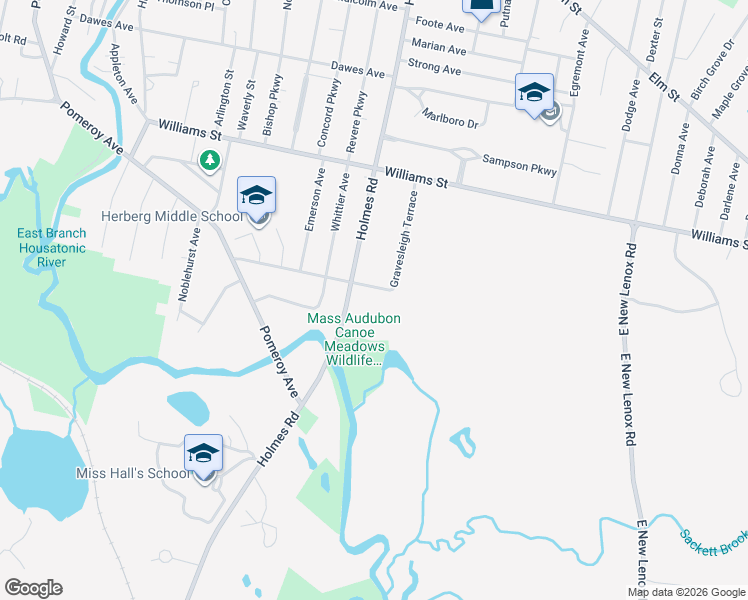 map of restaurants, bars, coffee shops, grocery stores, and more near 281 Holmes Road in Pittsfield