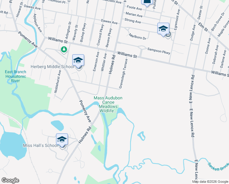 map of restaurants, bars, coffee shops, grocery stores, and more near 281 Holmes Road in Pittsfield