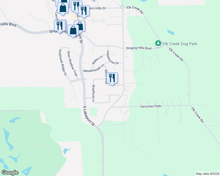 map of restaurants, bars, coffee shops, grocery stores, and more near 4763 Birch Way in Sioux City