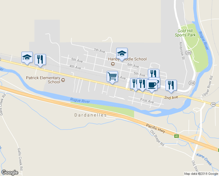 map of restaurants, bars, coffee shops, grocery stores, and more near 874 2nd Avenue in Gold Hill