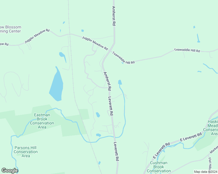 map of restaurants, bars, coffee shops, grocery stores, and more near 6 Amherst Road in Leverett