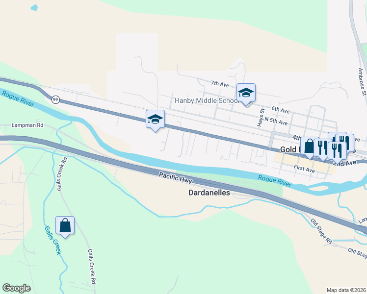 map of restaurants, bars, coffee shops, grocery stores, and more near 1212 2nd Avenue in Gold Hill