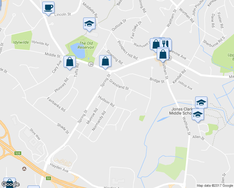 map of restaurants, bars, coffee shops, grocery stores, and more near 7 Winston Road in Lexington