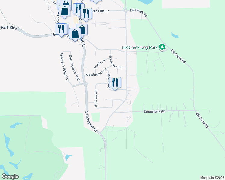 map of restaurants, bars, coffee shops, grocery stores, and more near 4763 Birch Way in Sioux City