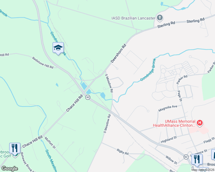map of restaurants, bars, coffee shops, grocery stores, and more near 71 South Meadow Road in Lancaster
