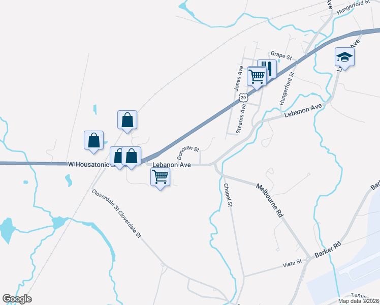 map of restaurants, bars, coffee shops, grocery stores, and more near 8 Donovan St in Pittsfield