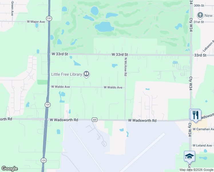 map of restaurants, bars, coffee shops, grocery stores, and more near 12110 West Waldo Avenue in Beach Park