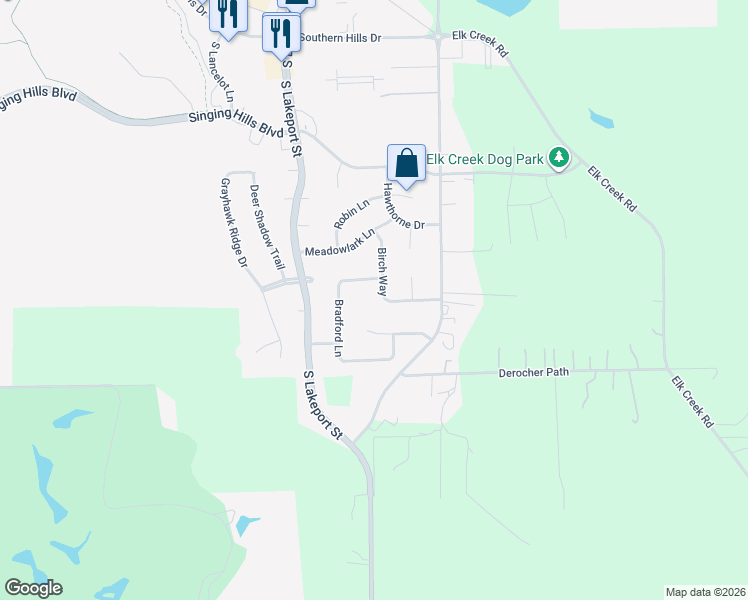 map of restaurants, bars, coffee shops, grocery stores, and more near 4763 Birch Way in Sioux City