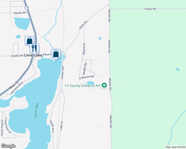 map of restaurants, bars, coffee shops, grocery stores, and more near 3042 South Breeze Road in Delevan