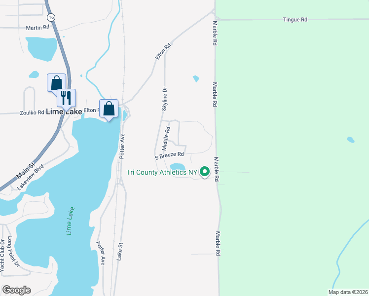 map of restaurants, bars, coffee shops, grocery stores, and more near 3042 S Breeze Rd in Delevan
