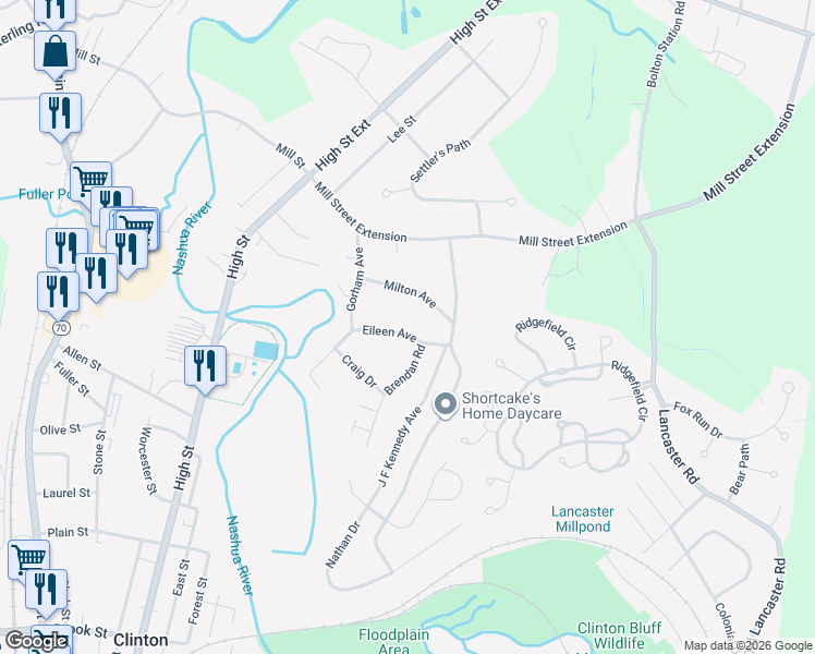 map of restaurants, bars, coffee shops, grocery stores, and more near 5 Eileen Avenue in Clinton