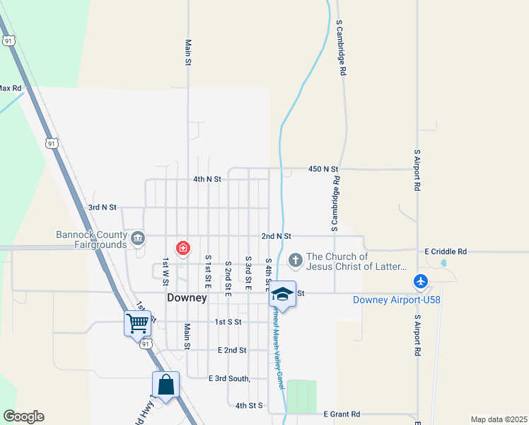 map of restaurants, bars, coffee shops, grocery stores, and more near 378 East 3rd North in Downey