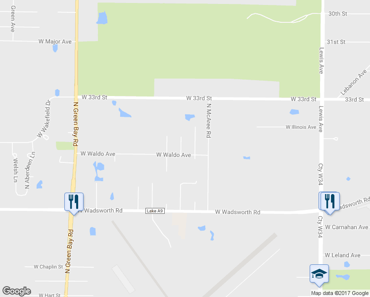 map of restaurants, bars, coffee shops, grocery stores, and more near 12110 West Waldo Avenue in Beach Park