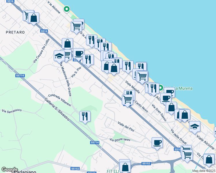 map of restaurants, bars, coffee shops, grocery stores, and more near 88C Via Nazionale Adriatica Nord in Francavilla al Mare