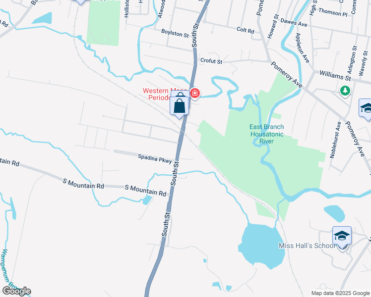 map of restaurants, bars, coffee shops, grocery stores, and more near 15 Warren Terrace in Pittsfield