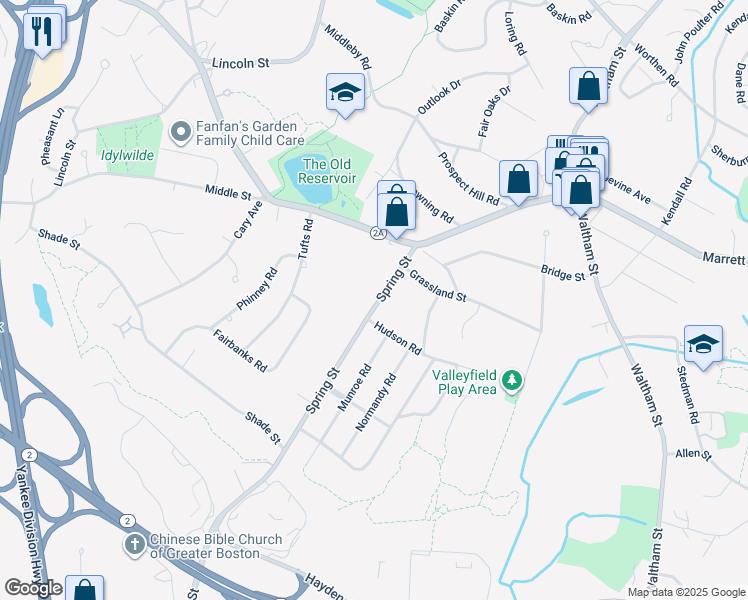 map of restaurants, bars, coffee shops, grocery stores, and more near 31 Spring Street in Lexington