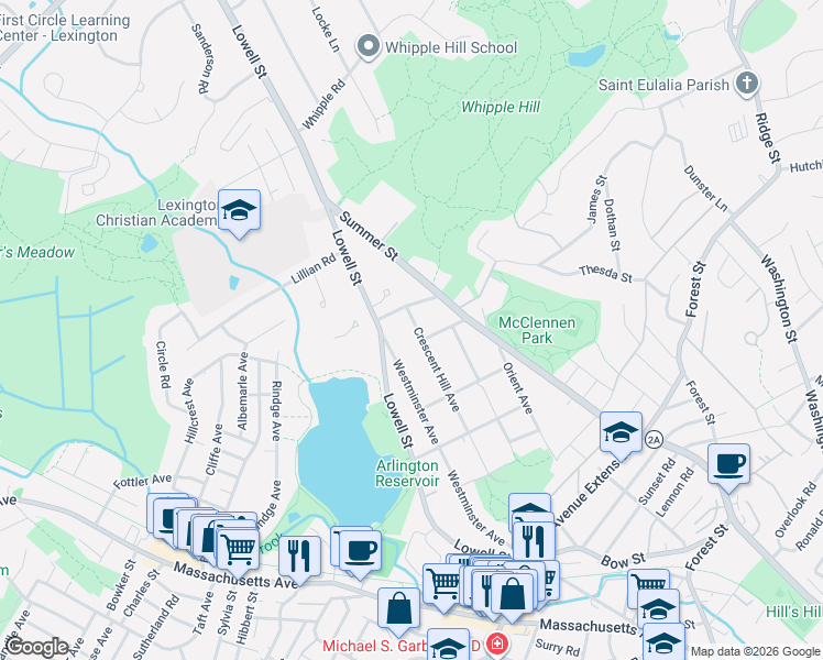 map of restaurants, bars, coffee shops, grocery stores, and more near 11 Crescent Hill Avenue in Lexington